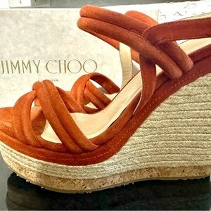 NEARLY NEW Jimmy Choo platform espadrille size 41 color burnt sienna